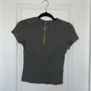 SKIMS Pointelle Logo T-Shirt Slate